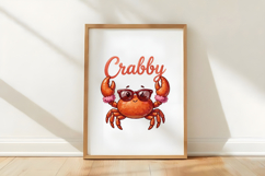 Funny Crab Summer Png, Retro Beach Png Product Image 5