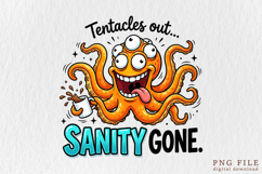 Funny Crazy Coffee Octopus Sublimation PNG Product Image 1