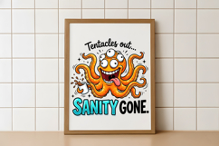 Funny Crazy Coffee Octopus Sublimation PNG Product Image 5