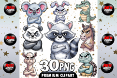 Watercolor Funny Grumpy Animals Clipart Product Image 1