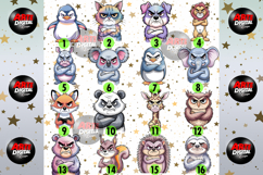 Watercolor Funny Grumpy Animals Clipart Product Image 2