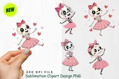 Funny Cute Valentine's day skeletons Clipart PNG Product Image 1