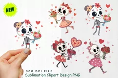 Funny Cute Valentine's day skeletons Clipart PNG Product Image 1