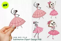 Funny Cute Valentine's day skeletons Clipart PNG Product Image 1