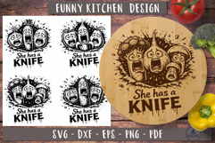 Funny Cutting Board SVG She Has a Knife Veggie
