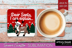 Funny Deer Xmas Square Coaster Christmas Coaster PNG Product Image 1