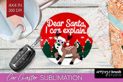 Funny Deer Xmas Car Coaster Christmas Coaster PNG Product Image 1
