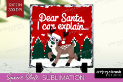 Funny Deer Xmas Slate PNG Christmas Square Slate Sublimation Product Image 1