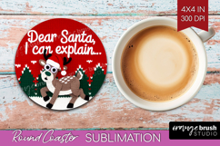 Funny Deer Xmas Round Coaster Christmas Coaster PNG Product Image 1