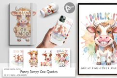 Funny Derpy Cow Quotes Digital Paper Product Image 1