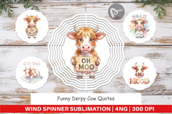 Funny Derpy Cow Quotes Wind Spinner Product Image 1
