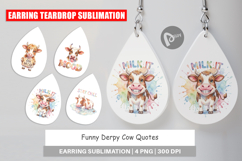 Funny Derpy Cow Quotes Earring Product Image 1