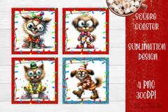 Funny Christmas cat and dog Coaster Design | animal Square Product Image 1