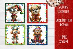 Funny Christmas humorous dog Coaster Design | animal Square Product Image 1