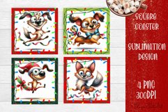 Funny Christmas humorous dog Coaster Design | animal Square Product Image 1