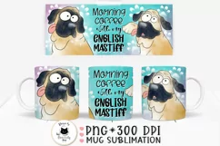 english mastiff mug wrap design shown on mug mockup