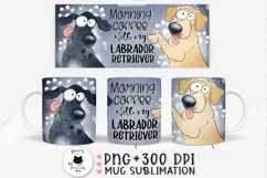 funny labrador mug png design shown on a mug mockup