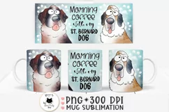 funny dog mug design with st bernard dog and a quote on a mockup preview