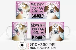 beagle dog mug wrap shown on mugs