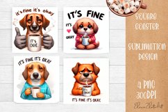 Funny dog Sarcastic Quotes Coaster Sublimation Design Product Image 1