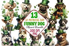 Funny Dog St Patricks Day Clipart Bundle, Dog St Patricks Day Clipart, Dog Clipart Bundle, Dog St. Patrick&#039;s Clipart, Clover Clipart, Luck Clipart, Saint Patricks Day,  Irish Clipart, St Patrick Funny Dog Clip0art PNG, Gnomes, Shamrock Clipart, St Pattys 