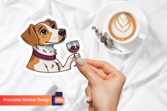 Funny Dog with Wine Sticker, Dog Sticker, Wine Lover Dog Product Image 1
