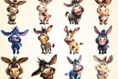 Funny Donkey 60 PNG Clipart Bundle 4K UHD 4K Transparent BG Product Image 2