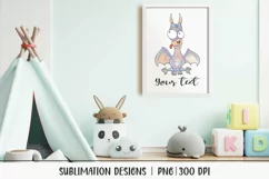 funny dragon png design shown on a nursery wall decor