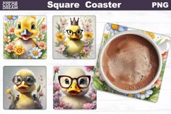 Spring Animals Square Coaster | Animals Flowers Coaster Product Image 9