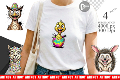 Funny Easter Animal Sketch Sublimation Product Image 1