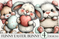 Whimsical Funny Easter Bunny Clipart Png Product Image 1