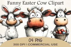 Funny Easter Cow Clipart Product Image 1