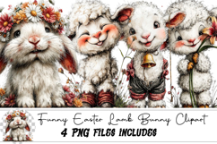 Funny Easter Lamb Bunny Clipart Product Image 1