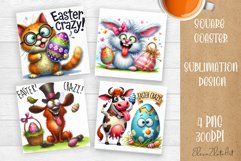 Easter crazy animal with egg Square Coaster Sublimation Product Image 1