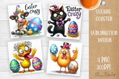 Easter crazy animal with egg Square Coaster Sublimation Product Image 1
