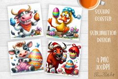 Easter crazy animal with egg Square Coaster Sublimation Product Image 1