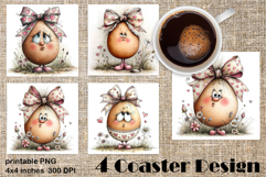 Happy Easter Square Coaster Sublimation. Funny egg Product Image 1