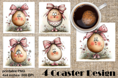 Happy Easter Square Coaster Sublimation. Funny egg Product Image 1
