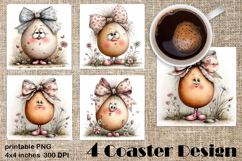 Happy Easter Square Coaster Sublimation. Funny egg Product Image 1