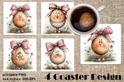 Happy Easter Square Coaster Sublimation. Funny egg Product Image 1