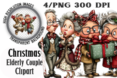 Funny Elderly Couple Christmas Party PNG Product Image 1