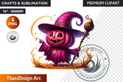 Funny Enchanted Pumpkin PNG Cute Kawaii Halloween clipart Product Image 1