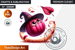 Funny Enchanted Pumpkin PNG Cute Kawaii Halloween clipart Product Image 1