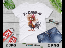 Funny F-Caw-F Chicken PNG, Crazy Rooster Meme Clipart Product Image 3
