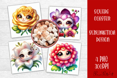 Funny Face Flowers Square Coaster | Summer Sublimation PNG Product Image 1