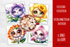 Funny Face Flowers Square Coaster | Summer Sublimation PNG Product Image 1