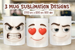 Funny Face Emotions Mug Wrap | Bundle 15 oz Sublimation Product Image 4