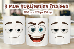 Funny Face Emotions Mug Wrap | Bundle 15 oz Sublimation Product Image 7