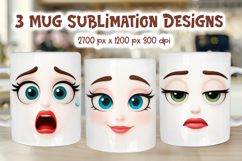 Funny Face Emotions Mug Wrap | Bundle 15 oz Sublimation Product Image 11