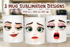 Funny Face Emotions Mug Wrap | Bundle 15 oz Sublimation Product Image 12
